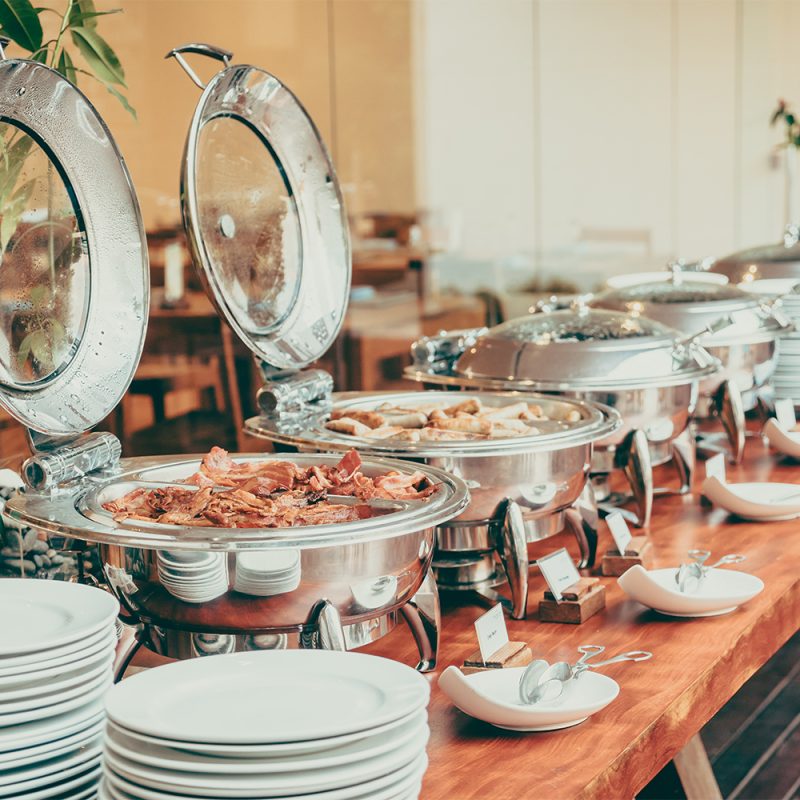 Catering buffet Selective focus point on Catering buffet in hotel restaurant - Vintage filter effect